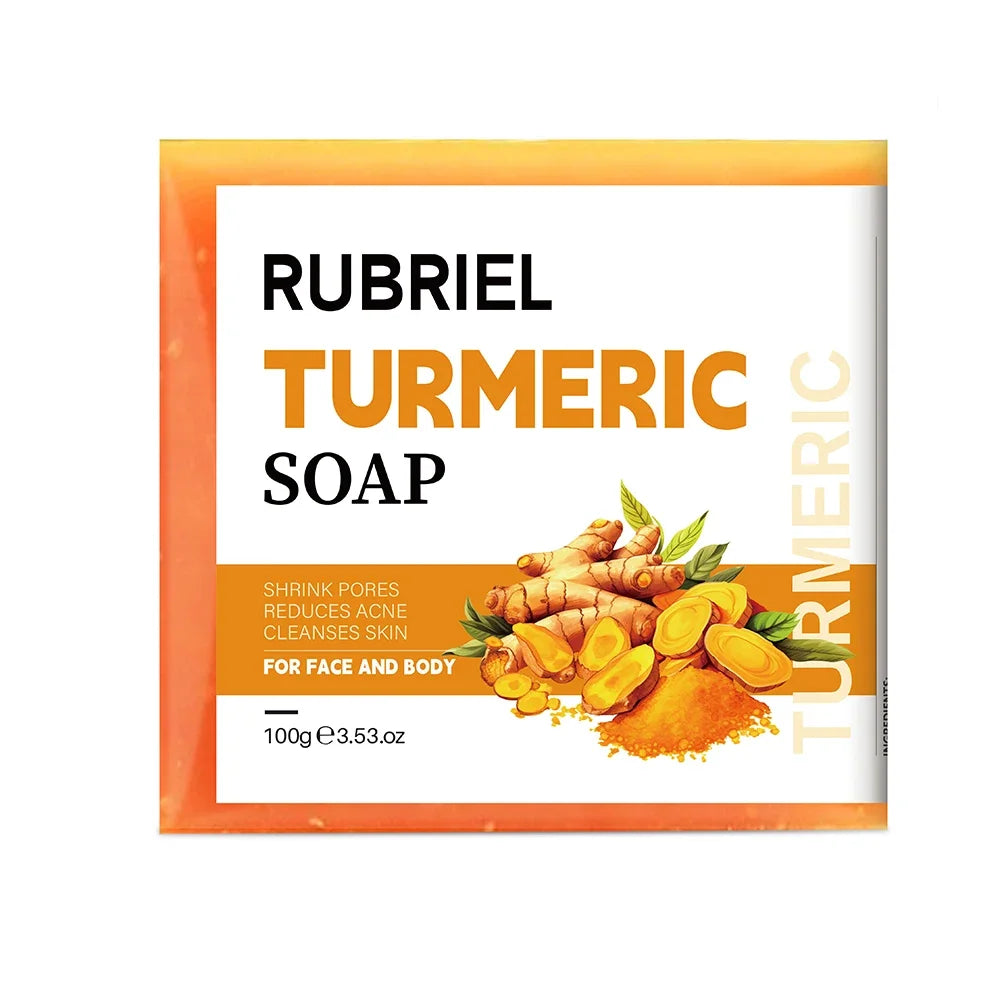 100G Original Turmeric Soap for Dark Spot Skin Whitening Facial Body Hand Make Soap Bar Deep Cleaning Ginger Moisturizing Soap